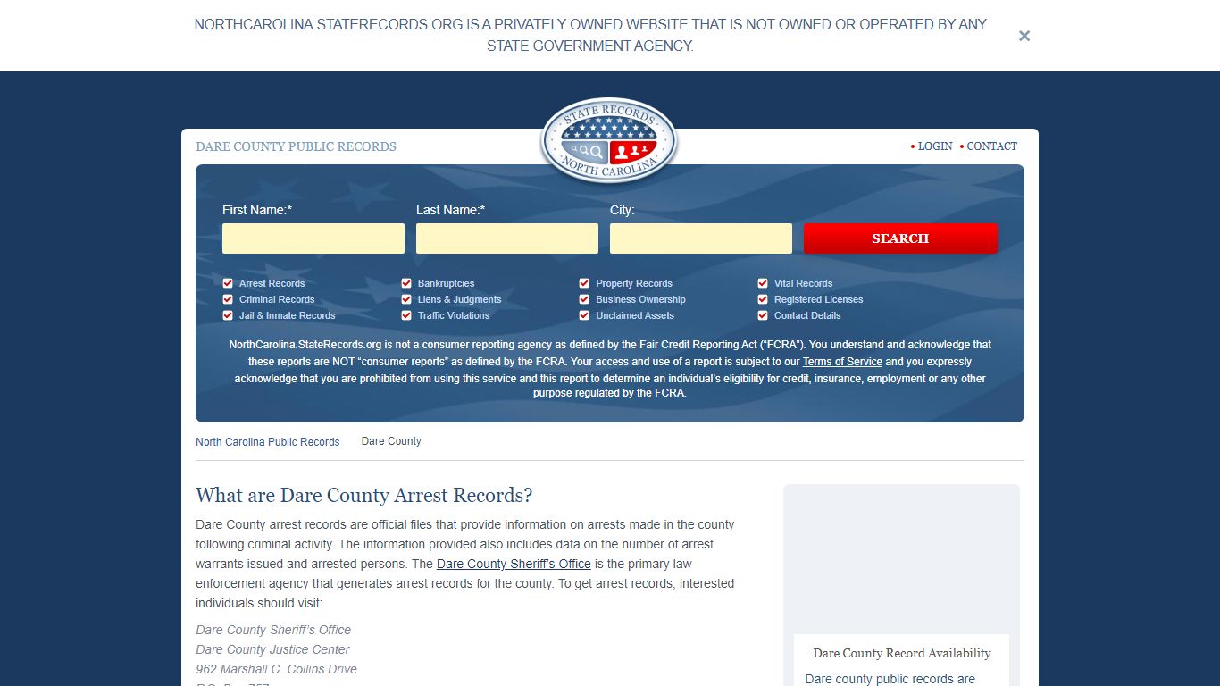 Dare County Arrest, Court, and Public Records | StateRecords.org